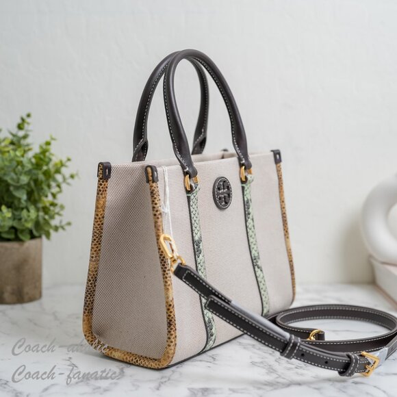 NWT Tory Burch Blake Canvas Embossed Small Tote Crossbody 163053 - Picture 2 of 7